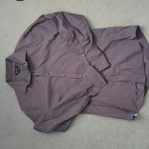 DKNY Slim Fit Button Down Dress Shirt Maroon and Black S 15 32/33